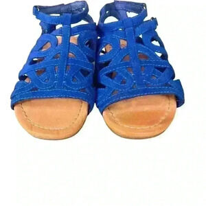 zara girls blue strappy suede gladiator  geometrical sandals size 9C